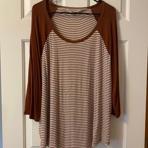 24/7 Baseball Tee Brown Stripes